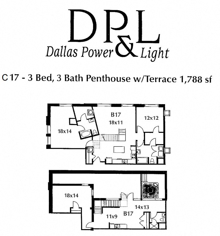 Floor plan for 3 beds, 3 baths, 1788 sqft